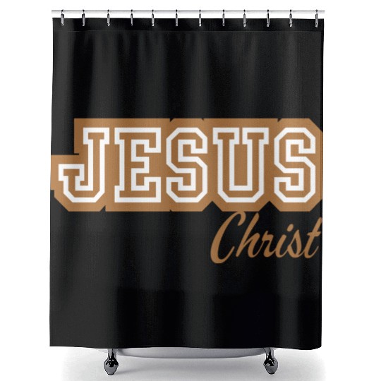 Letterman Tan Jesus Shower Curtains
