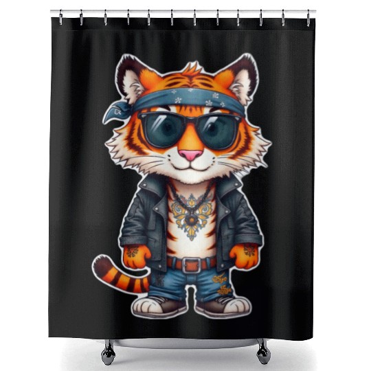 Rock style cute tiger Shower Curtains