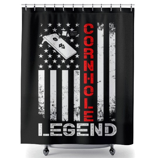 Cornhole Legend US American Flag Shower Curtains