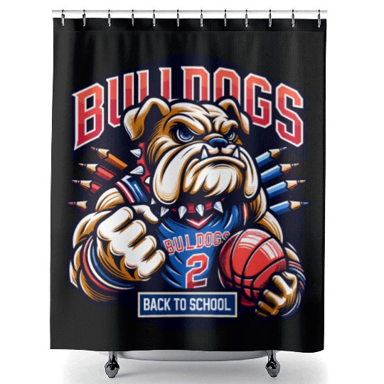 Bulldogs Mascot Back To School Team Spirit Shower Curtains