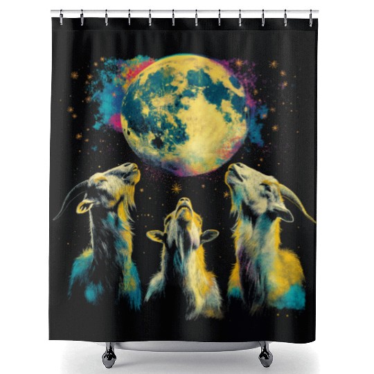Goat Farm Animal Farmer Howling Moon Shower Curtains