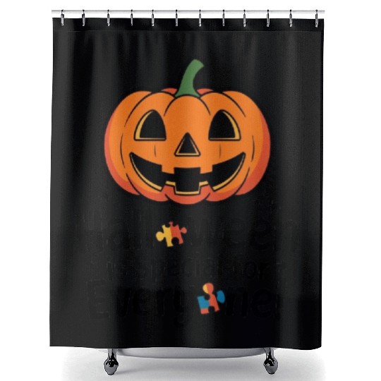 Festive Jack-O'-Lantern Halloween Design Shower Curtains