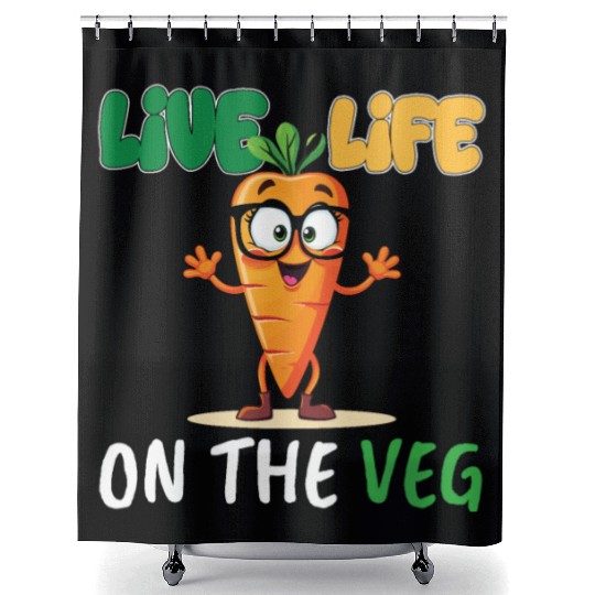Funny plant based design_ carrot with funny Vegan Shower Curtains