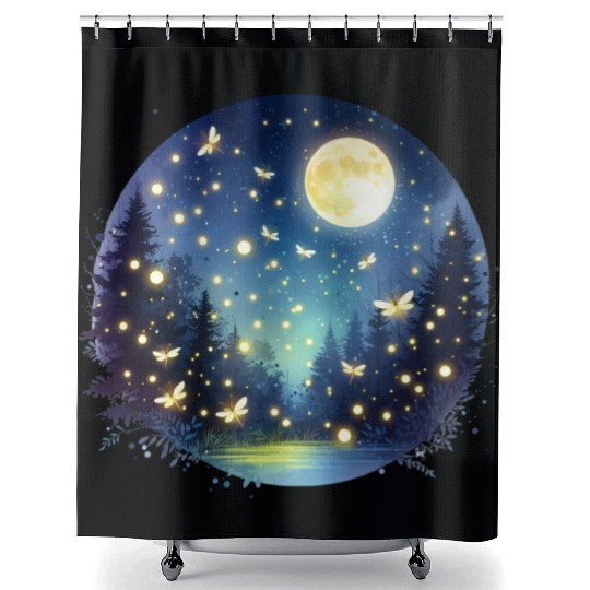 Moonlit Fireflies Shower Curtains