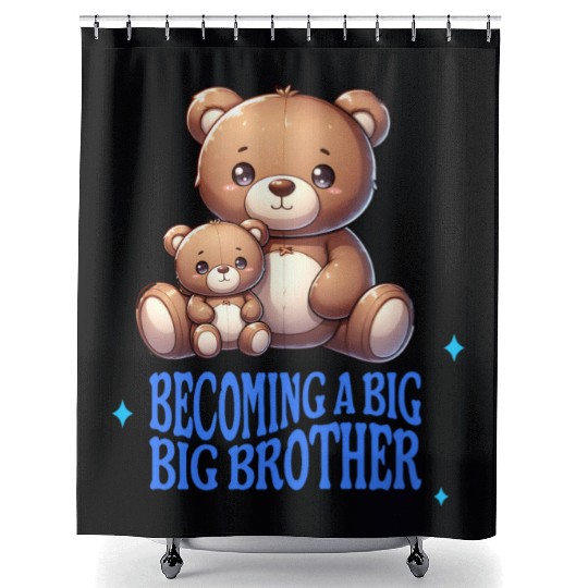 Soon I'll Be A Big Brother Cute Teddy Bears Shower Curtains