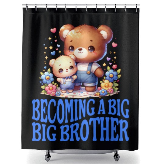 Soon I'll Be A Big Brother Cute Teddy Bears Shower Curtains