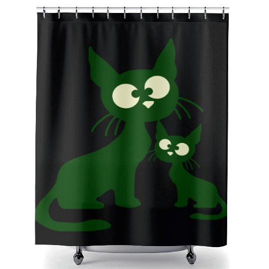 Crazy cat mom dad kitten child kitten family team Shower Curtains