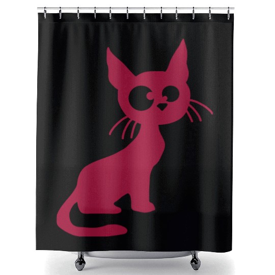 Crazy Cat Squinting Funny Eyes Grimace Fun Cartoon Shower Curtains