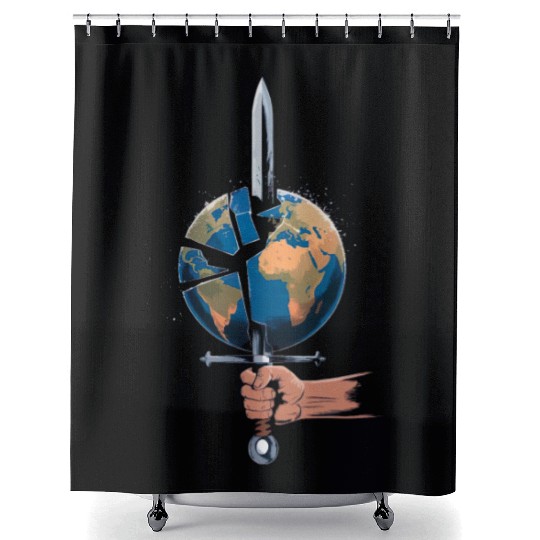 Wars destroy the earth Shower Curtains