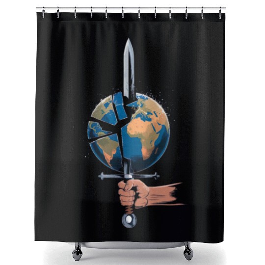 Wars destroy the earth Shower Curtains