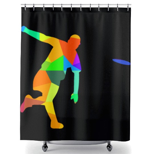 Ultimate Frisbee Rainbow Colors Polygon Sport Shower Curtains