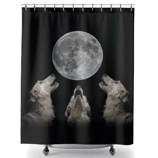 Irish Wolfhound Dog Howling Moon Shower Curtains