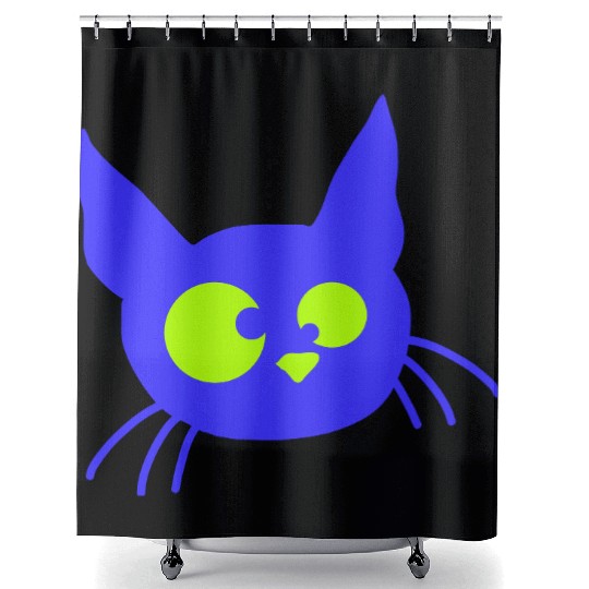 Crazy Cat Squinting Funny Eyes Grimace Fun Cartoon Shower Curtains