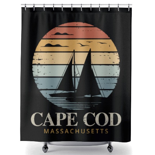 Cape Cod Vintage SunsetMassachusetts Sailing Shower Curtains