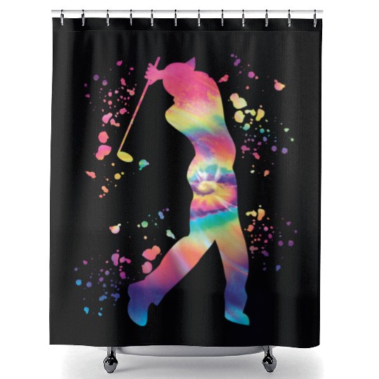 Golfer Colorsplash Kids Miniature Golf Shower Curtains
