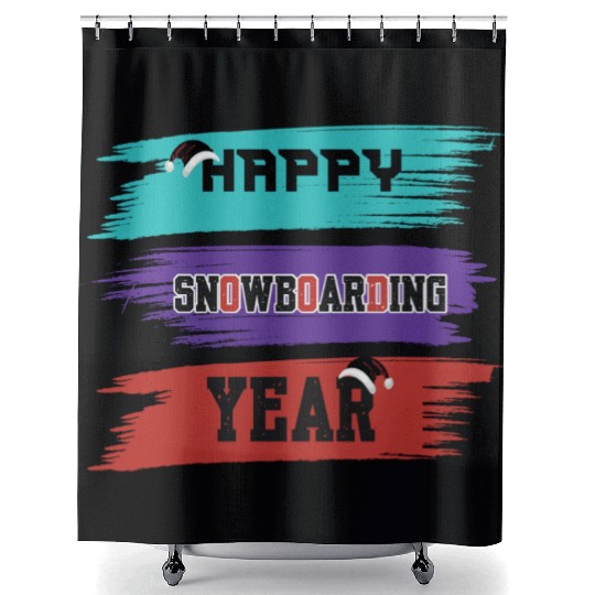 Happy Snowboarding Year Winter Shower Curtains