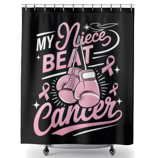 My Niece Beat Cancer Breast Cancer Awareness Shower Curtains