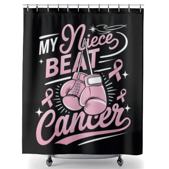 My Niece Beat Cancer Breast Cancer Awareness Shower Curtains
