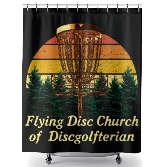 Flying Disc Church Funny Disc Golf Humor Golfer Da Shower Curtains