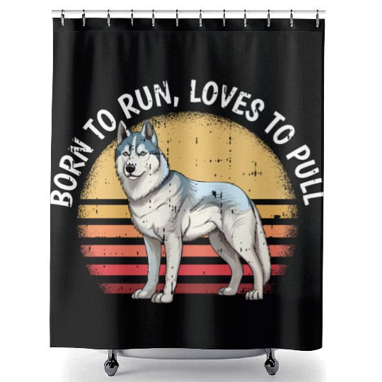 Husky Hustle Shower Curtains