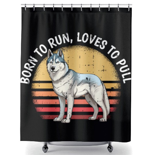 Husky Hustle Shower Curtains