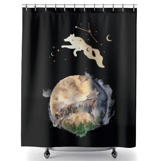 Wolf Moon Magic Shower Curtains