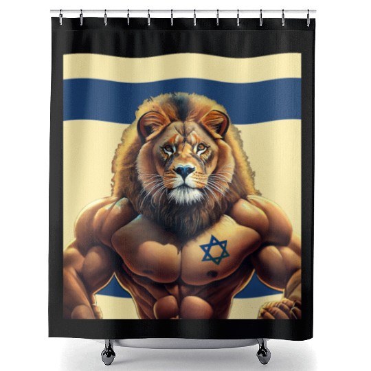 Strength and Unity: The Lion of Israel, Israeli Pa Shower Curtains