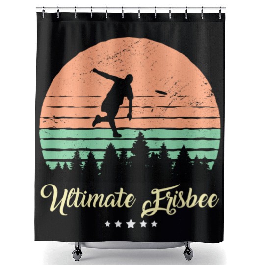 Ultimate Frisbee Vintage Retro Sunset Shower Curtains