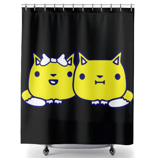 Two Romantic Cats In Love 2 Friends Couple Team Shower Curtains
