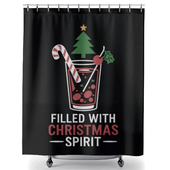 Filled With Christmas Spirit Festive Drink Design Shower Curtains