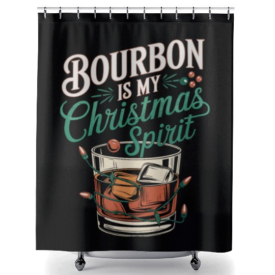 Bourbon Is My Christmas Spirit Festive Design Shower Curtains