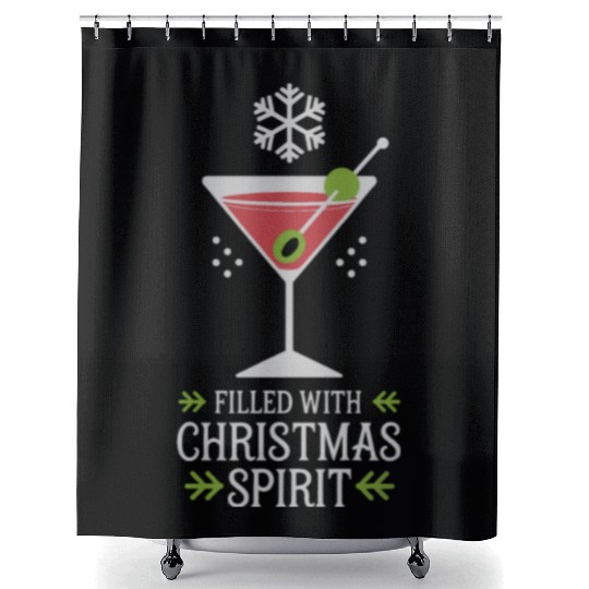 Filled With Christmas Spirit Festive Cocktail Shower Curtains
