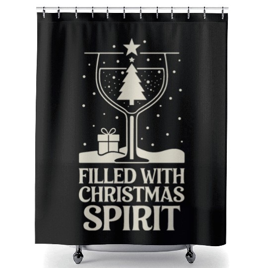 Filled With Christmas Spirit Festive Holiday Cheer Shower Curtains