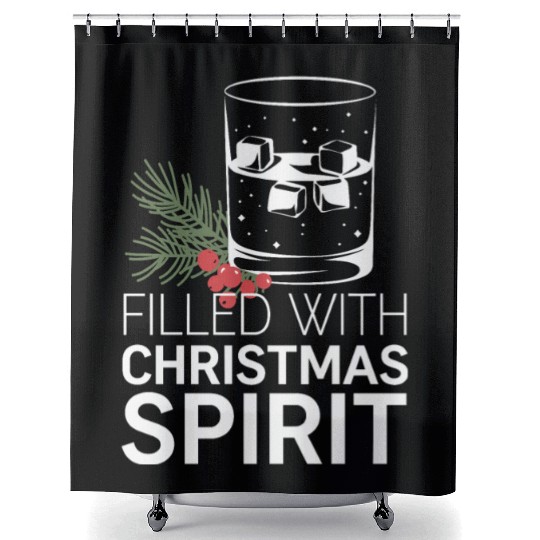 Filled With Christmas Spirit Festive Cheer Artwork Shower Curtains