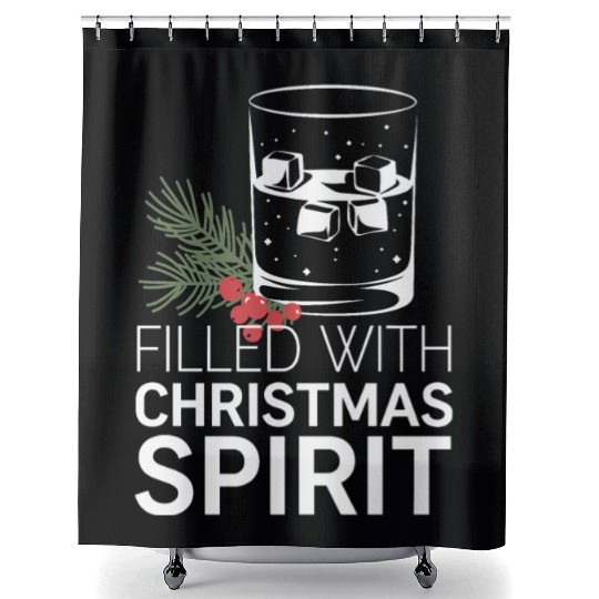 Filled With Christmas Spirit Festive Cheer Artwork Shower Curtains