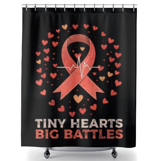 CHD Awareness Tiny Hearts, Big Battles Shower Curtains