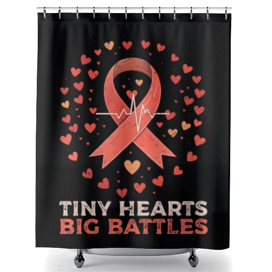 CHD Awareness Tiny Hearts, Big Battles Shower Curtains