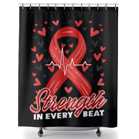 CHD Awareness Strength In Every Beat Shower Curtains