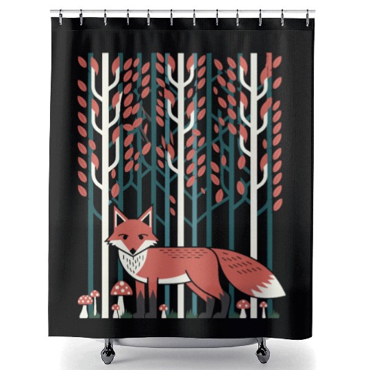 Cottagecore Fox in enchanting Forest Shower Curtains