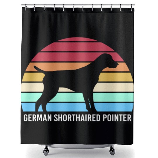 Retro German Shorthaired Pointer Dog Silhouette Shower Curtains