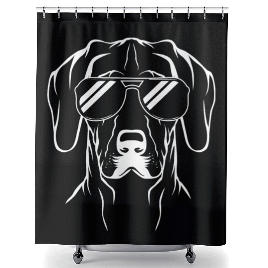 German Shorthaired Pointer Dog Wearing Glasses Shower Curtains