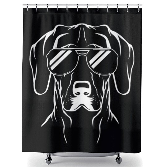 German Shorthaired Pointer Dog Wearing Glasses Shower Curtains