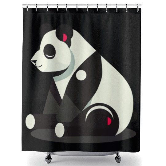 Geometric Panda - Minimalist and Cute Shower Curtains