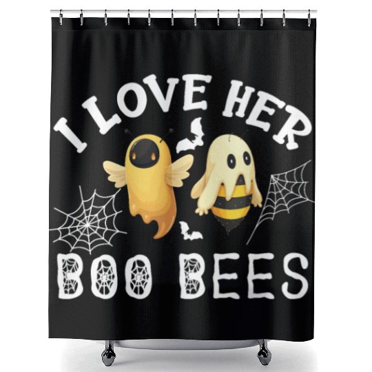 I Love Her Boo Bees Shower Curtains Funny Couples Halloween Co