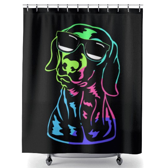 German Shorthaired Pointer GSP Dog With Sunglasses Shower Curtains