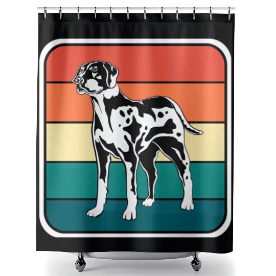 Retro Colorful Louisiana Catahoula Leopard Dog Shower Curtains