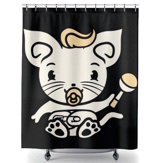 Baby Cat Cute Pacifier Rattle Diaper Toddler Child Shower Curtains