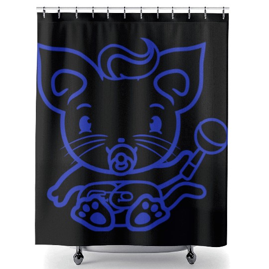 Baby Cat Cute Pacifier Rattle Diaper Toddler Child Shower Curtains