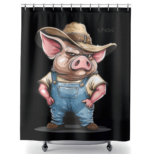 Hillbilly Pig Farmer – Redneck Village Life Shower Curtains