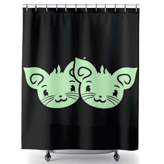 Two Happy Cats 2 Friends Love Couple Kitten Team Shower Curtains